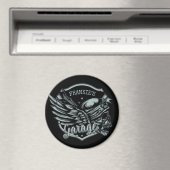 Individuelle Name Biker Skull Wings Motorradgarage Magnet (In Situ (Geschirrspüler))