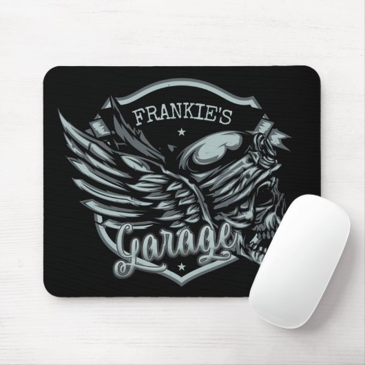 Individuelle Name Biker Skull Wings Motorradgarage Mousepad (Mit Mouse)