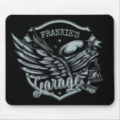 Individuelle Name Biker Skull Wings Motorradgarage Mousepad (Vorne)