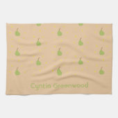 Individuelle Name-Birnmuster braun Geschirrtuch (Horizontal)