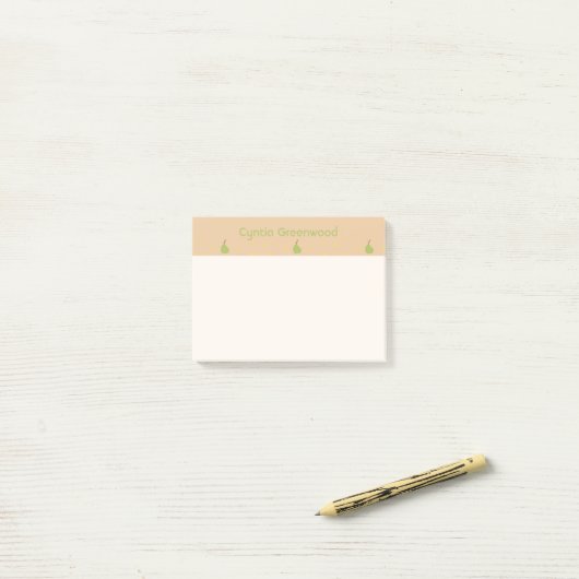 Individuelle Name-Birnmuster braun Post-it Klebezettel (Auf Schreibtisch)