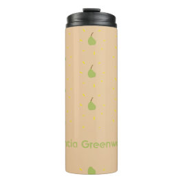 Individuelle Name-Birnmuster braun Thermosbecher
