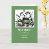 Individuelle Name Birthday Frosch mit Bier Karte (Gelbe Blume)