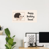 Individuelle Name & Birthday Igel Cartoon Tier Poster (Heimbüro)