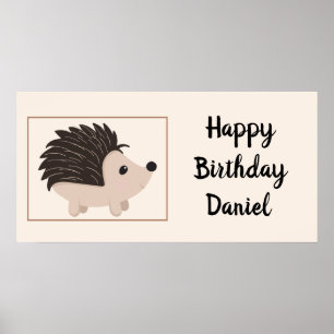Individuelle Name & Birthday Igel Cartoon Tier Poster