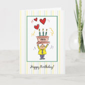 Individuelle Name Birthday Man hört mit Herzen Kuc Karte (Vorderseite)