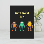 Individuelle Name Birthday Robots Einladung zum Ge (Stehend Vorderseite)