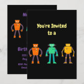 Individuelle Name Birthday Robots Einladung zum Ge (Vorne/Hinten)