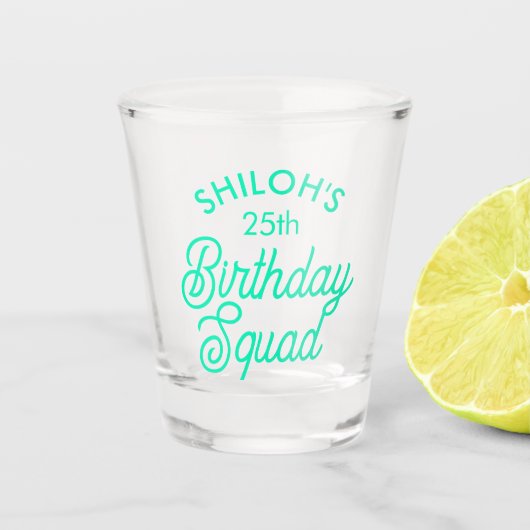 Individuelle Name Birthday Squad Party Schnapsglas (Vorderseite)