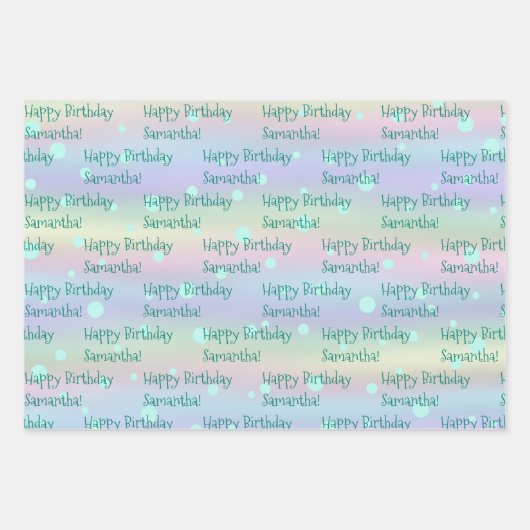 Individuelle Name Birthday Wrapping Paper (3 Blätt Geschenkpapier Set (Vorderseite 2)