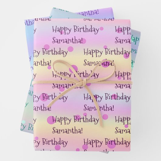 Individuelle Name Birthday Wrapping Paper (3 Blätt Geschenkpapier Set (Beispiel)