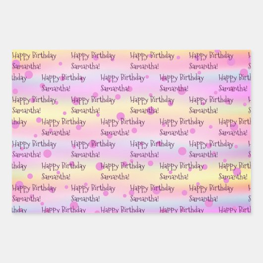 Individuelle Name Birthday Wrapping Paper (3 Blätt Geschenkpapier Set (Vorderseite)