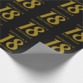 Individuelle Name Black and Gold 18. Geburtstag Geschenkpapier (Ecke)