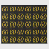 Individuelle Name Black and Gold 60. Geburtstag Geschenkpapier (Flach)