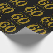 Individuelle Name Black and Gold 60. Geburtstag Geschenkpapier (Ecke)