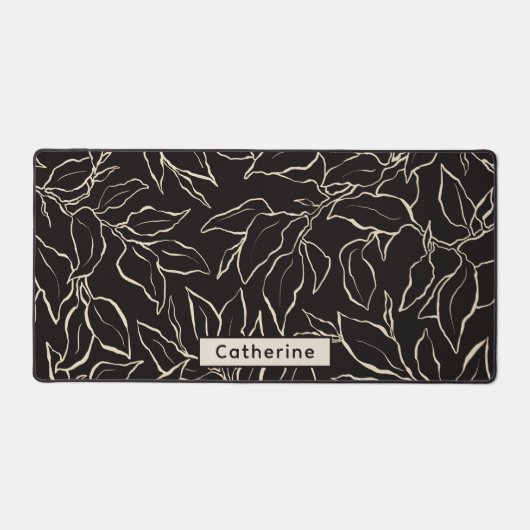 Individuelle Name Black and White Botanic Zuhause Schreibtischunterlage (Vorderseite)
