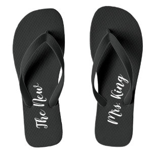 Individuelle Name Black and White Wedding Flip Flo Badesandalen