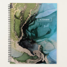 individuelle Name Black Aquamarin Green Gold Abstr