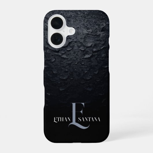 Individuelle Name Black Gradient iPhone 16 Hülle (Rückseite)