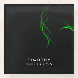 Individuelle Name Black Green Curves Elegante Mode Glasuntersetzer