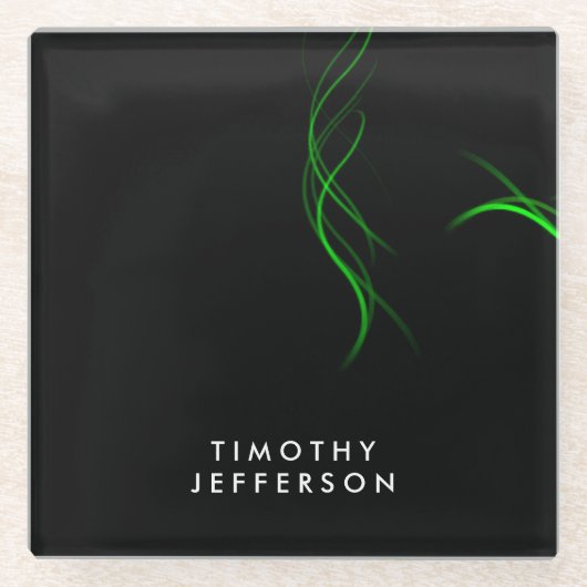 Individuelle Name Black Green Curves Elegante Mode Glasuntersetzer (Vorderseite)
