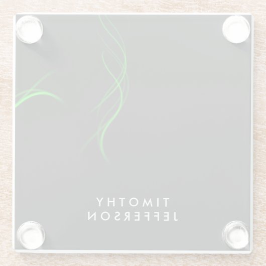 Individuelle Name Black Green Curves Elegante Mode Glasuntersetzer (Rückseite)