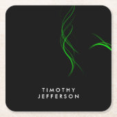 Individuelle Name Black Green Curves Elegante Mode Rechteckiger Pappuntersetzer (Vorderseite)