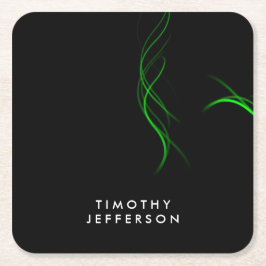 Individuelle Name Black Green Curves Elegante Mode Rechteckiger Pappuntersetzer