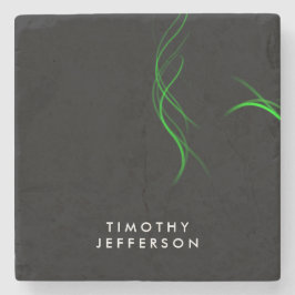 Individuelle Name Black Green Curves Elegante Mode Steinuntersetzer