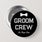 Individuelle Name Black Groom Crew Bachelor Party Button (Vorne & Hinten)
