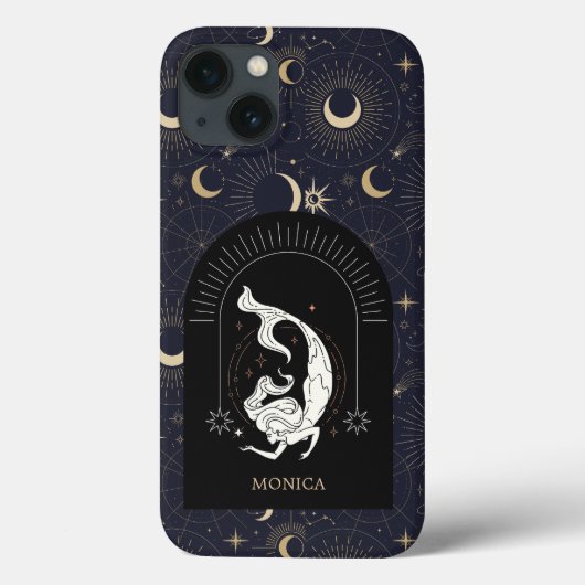 Individuelle Name Black Mystic Zodiac Fisces Case-Mate iPhone Hülle (Rückseite)