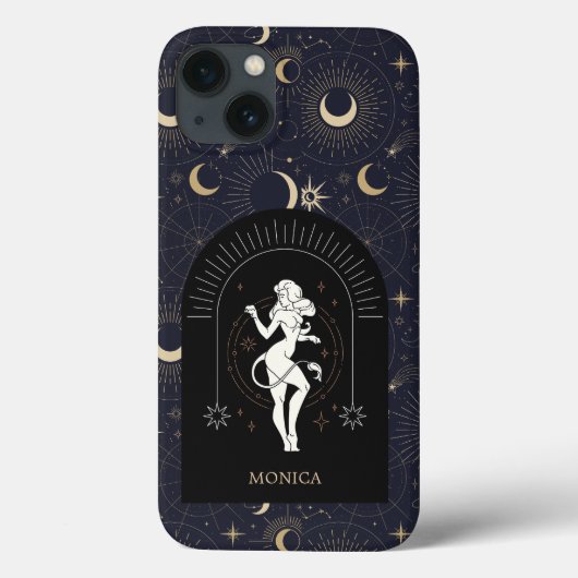 Individuelle Name Black Mystic Zodiac Leo Case-Mate iPhone Hülle (Rückseite)