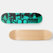 Individuelle Name: Black & Neon Aqua Türkis Skateboard (Horizontal)