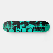 Individuelle Name: Black & Neon Aqua Türkis Skateboard (Horizontal)