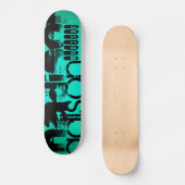 Individuelle Name: Black & Neon Aqua Türkis Skateboard (Vorderseite)