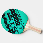 Individuelle Name: Black & Neon Aqua Türkis Tischtennis Schläger (Seitenansicht)