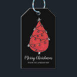 Individuelle Name Black Red Christmas Tree Geschenkanhänger<br><div class="desc">Diese einfachen Gift Tags sind mit einem niedlichen roten Aquarell Weihnachtsbaum auf schwarz dekoriert. Der gesamte Text ist anpassbar. Weil wir unsere eigenen Kunstwerke erstellen,  werden Sie dieses exakte Bild von anderen Designern nicht finden. Original Wasserfarbe © Michele Davies.</div>
