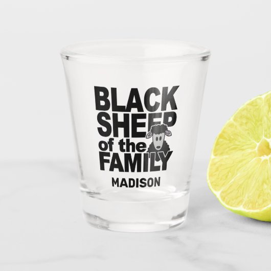 Individuelle Name "Black Sheep" Schnapsglas (Vorderseite)