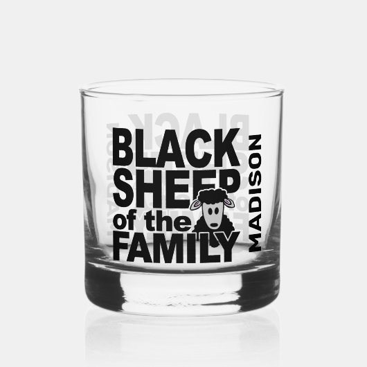 Individuelle Name "Black Sheep" Whiskyglas (Vorderseite)
