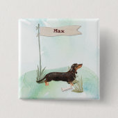 Individuelle Name Black & Tan Dackel Hund Button (Vorderseite)