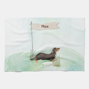 Individuelle Name Black & Tan Dackel Hund Geschirrtuch
