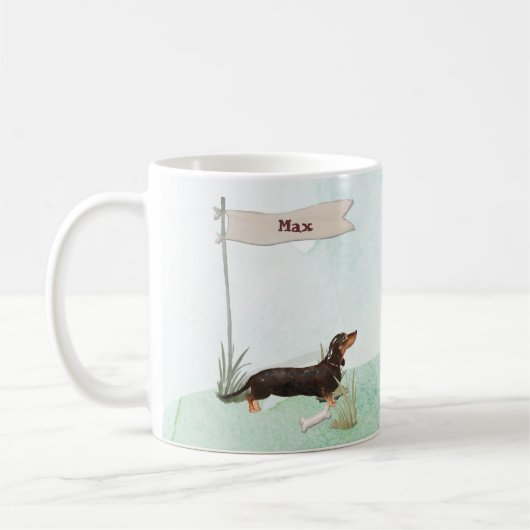 Individuelle Name Black & Tan Dackel Hund Kaffeetasse (Links)