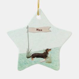 Individuelle Name Black & Tan Dackel Hund Keramik Ornament