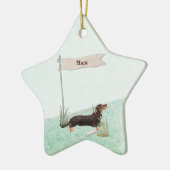Individuelle Name Black & Tan Dackel Hund Keramik Ornament (Links)