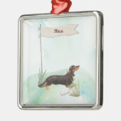 Individuelle Name Black & Tan Dackel Hund Ornament Aus Metall (Links)