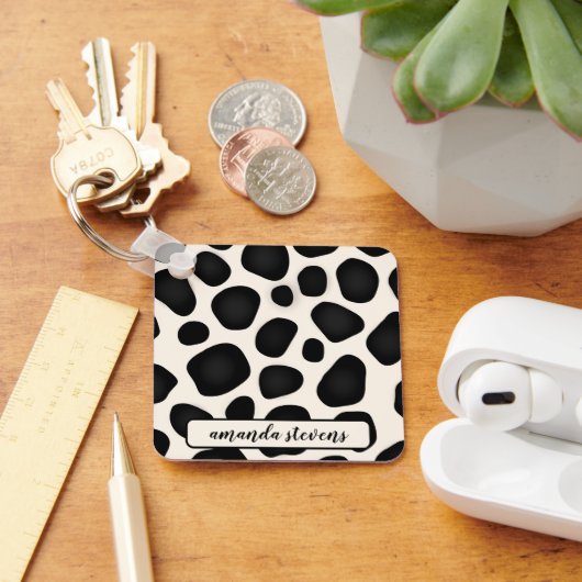 Individuelle Name Black Typografy Pattern Abstrakt Schlüsselanhänger (Schreibtisch)