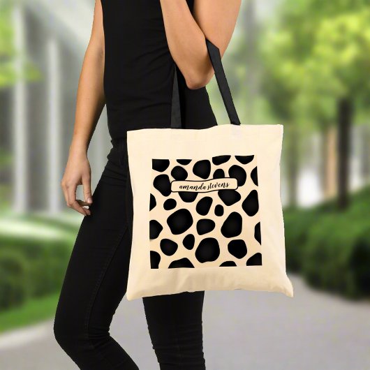 Individuelle Name Black Typografy Pattern Abstrakt Tragetasche