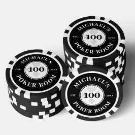 Individuelle Name Black & White Las Vegas Denomina Pokerchips