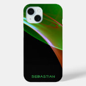 Individuelle Name Black Wispy Green Orange Case-Mate iPhone Hülle (Rückseite)