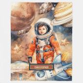 Individuelle Name Blanket mit Raket und Planet-Des Fleecedecke (Vorderseite)